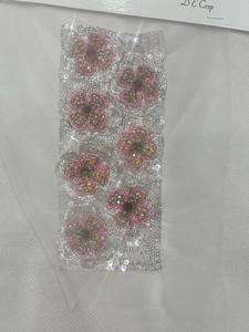 Handmade Embroidered Flower Patches Custom <b>Beaded</b> Fabric Applique Trims for Garments - Product Image 3