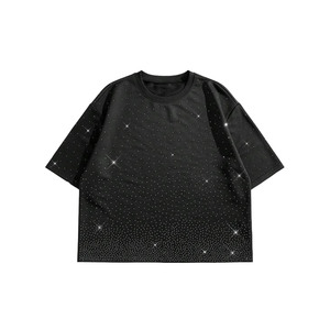 T-shirt de marque de haute qualité 100% coton épais, style hip-hop avec strass, t-shirt imprimé délavé à l'acide pour hommes - Product Image 1