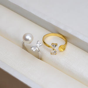 S925 Silver Female Pendant Head Ring <b>Set</b> with Butterfly Knot <b>Pearl</b> DIY <b>Jewelry</b> Accessories Empty Tray 1352 Personalized Ear Nail - Product Image 4