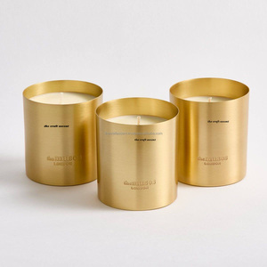 Wholesale Custom Brass 13.5 oz Unique <b>Empty</b> Cylinder Shape Christmas Handmade Brushed Finish Luxury Home Decor Candle <b>Jars</b> - Product Image 6