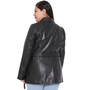Veste en cuir pour femme, style motard ajusté, chic et durable, finition lisse de qualité supérieure, style vintage élégant, Solid Trader - Product Image 2
