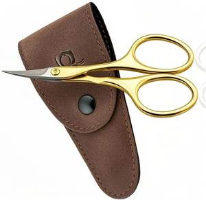 Tijeras para Uñas de Alta Calidad, Acero Inoxidable Dorado con Funda de Cuero, Tijeras de Belleza - Product Image 4