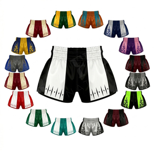 Shorts de Muay Thai respirants taille haute en satin pour entraînement professionnel de kickboxing et de combat, grande taille - Product Image 1