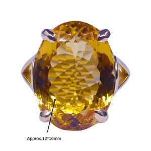 Anillo Clásico de Plata de Ley 925 Chapado en Oro con Piedra Preciosa Citrino para Mujer, Joyería para Bodas - Product Image 2