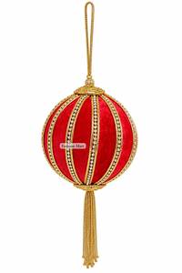 Ornement de Noël rouge fait main, décoration artisanale en coton perlé, décoration pour arbre de Noël, arbre de Noël rouge perlé. - Product Image 2
