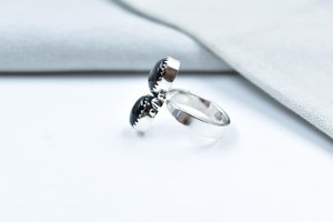 Handmade Black Shell Sterling <b>Silver</b> <b>Adjustable</b> <b>Ring</b> Natural Black Shell Gemstone <b>Ring</b> for Women Men Wholesale Jewelry - Product Image 2