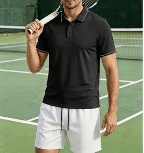 Camiseta de Tenis para Hombre, Negra, Sin Mangas, Cuello en V, Absorbe la Humedad, Transpirable, Poliéster, Ropa Deportiva de Verano, Corte Regular - Product Image 5