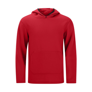 Red <b>Hooded</b> Balaclava Sweatshirt Unisex <b>Fleece</b> Casual Winter Wear Mask Design Oversized Fit Solid Color Woven Fabric Eco-Friendly - Product Image 5