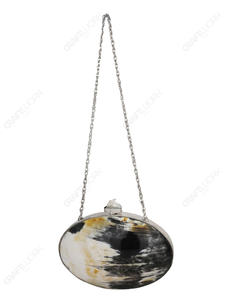 กระเป๋าคลัทช์ทรงวงรีทำจากเขาสัตว์ธรรมชาติ พร้อมหัวจับคริสตัลดิบ กรอบสีเงิน หรูหราโดดเด่น เหมาะสำหรับขายส่งและรับผลิตแบบ OEM - Product Image 5