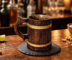 Rustic Handmade Wooden Viking Beer <b>Mug</b> Morden Luxury Style Drinking Tankard CE/EU Certified Microwave Safe FAIZA CRAFT FC-7871 - Product Image 2