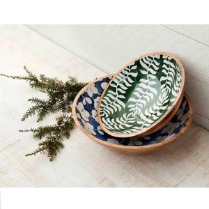 Autocollant décoratif imprimé en émail, design classique, best-seller, bol de service en bois pour table à manger, bol en bois d'acacia - Product Image 2