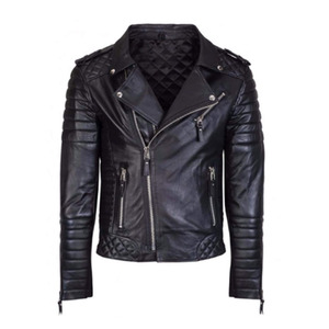 Blouson moto homme personnalisable en cuir PU marron avec fermeture éclair et poches, coupe ajustée, idéal pour l'automne - Product Image 6