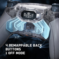 Kit de manettes arrière EXtremeRate en caoutchouc transparent et gris BEYOND avec écran OLED et poignées ergonomiques redessinées pour PS5 Edge