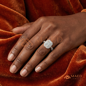 Radiant Cut Moissanite Double Halo Ring Silver Engagement Ring Women Bridal Jewelry <b>Gift</b> USA Elegant Fashion - Product Image 4