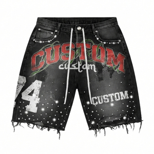 Custom State 2026 Printed <b>Crop</b> <b>Top</b> & Denim Shorts Set Men Streetwear Summer Two-Piece Outfit - Product Image 2