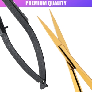 กรรไกรตัดขนคิ้ว ขนตา และหนังกำพร้า ยี่ห้อ HARBOR INDUSTRY รุ่น Gold Titanium Straight Tip Spring Scissors ด้ามจับสีดำแบบมีลาย ผลิตจากเหล็กญี่ปุ่น VG10 - Product Image 5