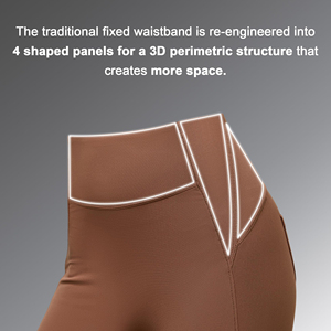 Leggings de Yoga de Cintura Alta con Pierna Ancha, Diseño Acanalado de Color Sólido con Bolsillos, Largo Completo, Spandex y Nailon con Elasticidad en Cuatro Direcciones - Product Image 5