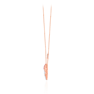 Pendentif en or rose pour femme avec diamants de laboratoire taille brillant ronde, couleur fantaisie, style romantique, pour un usage quotidien - Product Image 3