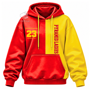 NSPDK Sorority <b>Women's</b> <b>Red</b> Gold Color Block <b>Hoodie</b> Greek Letter Embroidered Drawstring Hood Kangaroo Pocket Pullover Sweatshirt - Product Image 1