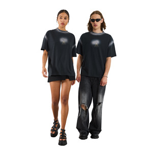 T-shirts surdimensionnés à manches courtes pour femmes, entièrement personnalisés, effet délavé, style streetwear, 100% coton, superbe effet soleil, unisexe - Product Image 3