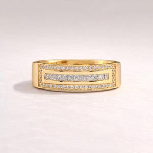 <b>Unique</b> Moissanite Diamond Wedding Band Tension Set <b>Men</b> Engagement <b>Ring</b> Wide Statement <b>Ring</b> Everyday Wear Silver Jewelry for Gift - Product Image 1