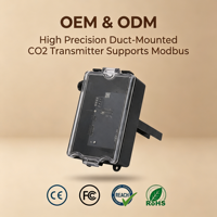 Transmisor de CO2 Profesional para Montaje en Ducto IP65, Sensor Sueco NDIR Senseair S12 de Alta Precisión, Modbus RS485 para Medición Precisa de Carbono