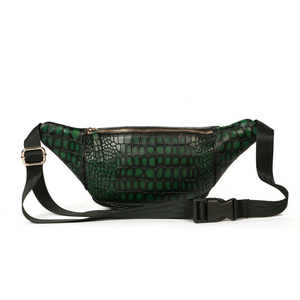 Riñonera Unisex Verde con Patrón de Cocodrilo, Forma de Media Luna, Cierre de Cremallera, Riñonera Casual para Uso Diario con Correa Única - Product Image 2