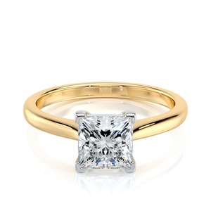 Anillo de Compromiso con Diamante Cultivado en Laboratorio de 2.15 Quilates, Corte Princesa, Oro Amarillo, Solitario, Joyería Personalizada al por Mayor OEM - Product Image 1