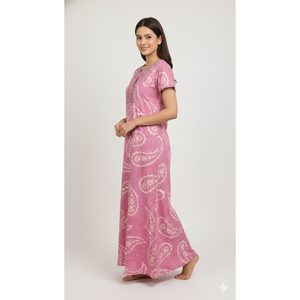 Camisón Largo Estampado Cómodo para Mujer Alpine, Mangas Cortas con Bolsillo Lateral Completo, Ropa de Dormir Suave - Product Image 1