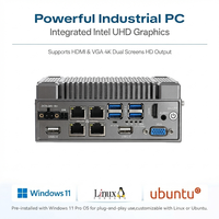 Mini PC Industrial sin Ventilador, Core I5-8250U, HDMI+VGA, Pantalla 4K, 2 RS232/RS485 COM, 4 RJ45 LAN, 5 USB, Windows 11 Pro