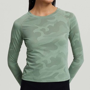 Camiseta Deportiva de Manga Larga con Diseño de Camuflaje para Otoño/Invierno, Cuello Redondo, para Mujer, Ideal para Maratón, Running y Fitness - Product Image 3