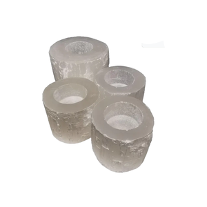Support de bougie en pierre naturelle sculptée à la main en sélénite, pierre précieuse d'agate, guérison, vente en gros - Product Image 2