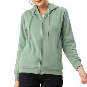 Sudadera con Capucha Personalizada para Mujer, con Cierre, de Felpa Francesa Gruesa, Color Sólido, de Algodón y Poliéster, Talla Grande - Product Image 1
