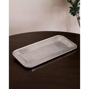 <b>Rectangular</b> Metal Serving Tray With Geometric Pattern Large Trays For Snacks Drinks Serve Use Decorative Trays Modern Design - Product Image 5