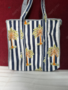 Handcrafted Multicolor Geometric Stripe Textile Tote Bag Structured Fabric Handbag Top Handle <b>Shoulder</b> Bag Detachable <b>Strap</b> - Product Image 5