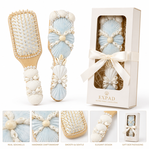 Shell Pearl Hair <b>Brush</b> Gift Set Custom Logo Handmade <b>Detangling</b> Comb Luxury Packaging for Wedding Favors Event Giveaways - Product Image 1