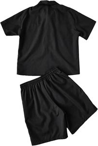 Men's 2 Piece Summer Outfits Graphic Zip Up Short Sleeve Collared Shirt and Shorts <b>Set</b> Casual Tracksuit - Product Image 2