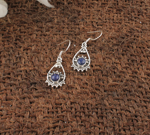 Boucles d'oreilles pendantes en Lapis Lazuli naturel, argent sterling 925, pierres bleues royales, véritables pierres précieuses, pour femmes, vente en gros - Product Image 6