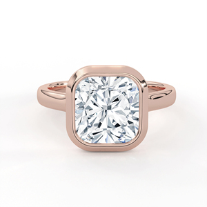 แหวนเพชรเม็ดเดี่ยวทรงคุชชั่น ทองคำแท้ 14K 18K เพชรเพาะเลี้ยง ฝังแบบเต็มขอบ ดีไซน์เรียบหรู แบรนด์ส่วนตัว เครื่องประดับชั้นดี - Product Image 1