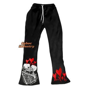 Pantalon de survêtement évasé pour hommes pantalon large élégant 380 GSM pantalon en coton noir lourd pour garçons - Product Image 1