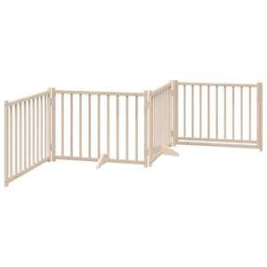 Barrière pour chien en bois massif de sapin avec porte pliable, barrière pour animaux à 4 panneaux, 126,0 pouces - Product Image 6