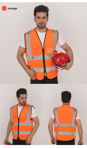 เสื้อกั๊กนิรภัยแบบสะท้อนแสงสำหรับงานก่อสร้าง ผลิตตามสั่งจากโรงงาน เสื้อผ้าสะท้อนแสงสำหรับงานที่ต้องการการมองเห็นสูง เสื้อกั๊กสะท้อนแสงเพื่อความปลอดภัย ทำจากโพลีเอสเตอร์ - Product Image 5