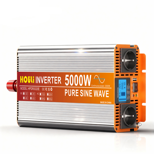 HOULI 12V 24V 48V 60V Pure Sine Wave DC/AC Power Inverter 3000W-7000W 220V Converter 90% Efficiency Single Phase 50/60Hz