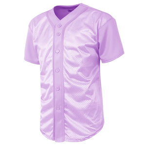 Maillot de baseball violet personnalisé unisexe en mesh respirant à boutons, vêtement de sport pour adulte à manches courtes et col en V - Product Image 5