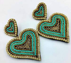 Pendientes de Bisutería de Moda, Pendientes Bordados Hechos a Mano con Cuentas para Mujeres y Niñas de la India - Product Image 4