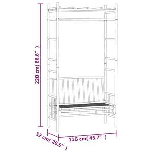 Patio Bench with 45.7\" <b>Bamboo</b> <b>Pergola</b> Outdoor Furniture for Enhanced Comfort and Style - Product Image 6