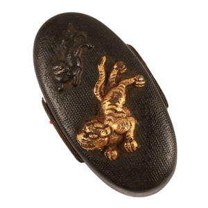 ชุดฟุจิคาชิระสมัยเอโดะของญี่ปุ่น ทำจากทองแดง ลายนาโนโกะ อิโรเอะ ลายสิงโตและเสือ ไม่มีตราประทับ - Product Image 2