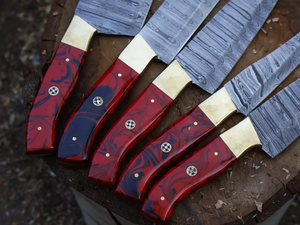 Premium LEGACY BLADES 5-Piece Damascus Steel <b>Kitchen</b> Chef <b>Knife</b> Set with Resin Handles Ambidextrous Design Durable <b>Sharp</b> Blades - Product Image 2