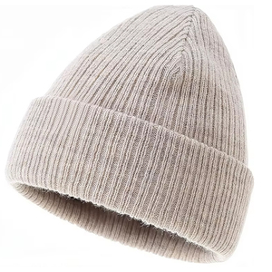 Unisex Light Blue Acrylic Knitted Beanie Hat With Heart Patch Casual <b>Winter</b> <b>Cap</b> For Adults 54-56CM - Product Image 4