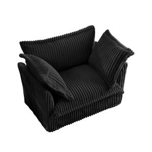 Comoda Poltrona Singola con 1 Grande Cuscino Schienale e 2 Grandi Cuscini Decorativi, Rivestita in Tessuto, per Soggiorno, Varie Misure Grandi - Product Image 6